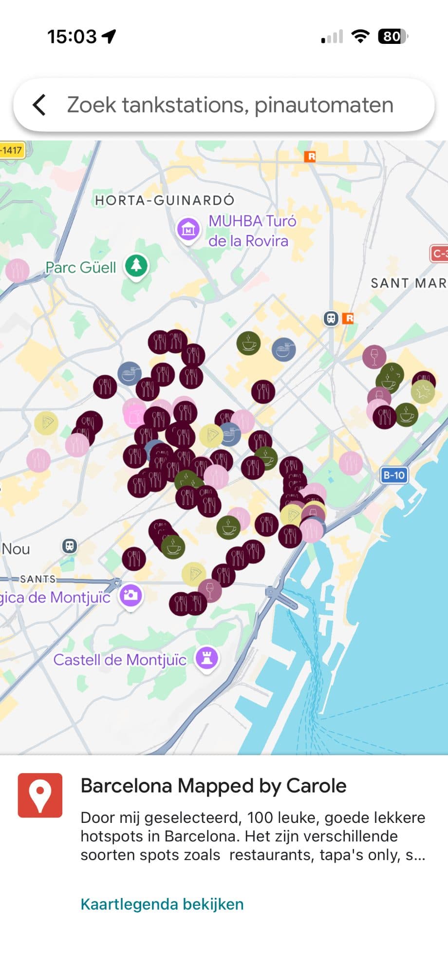 Barcelona Google Maps-kaart